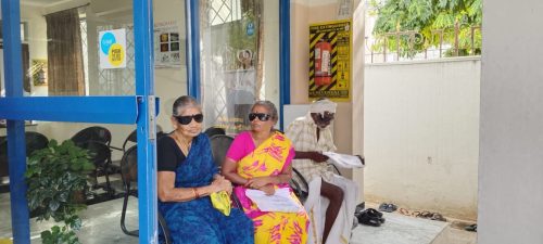 Senior citizens underwent free cataract surgery are taken for review